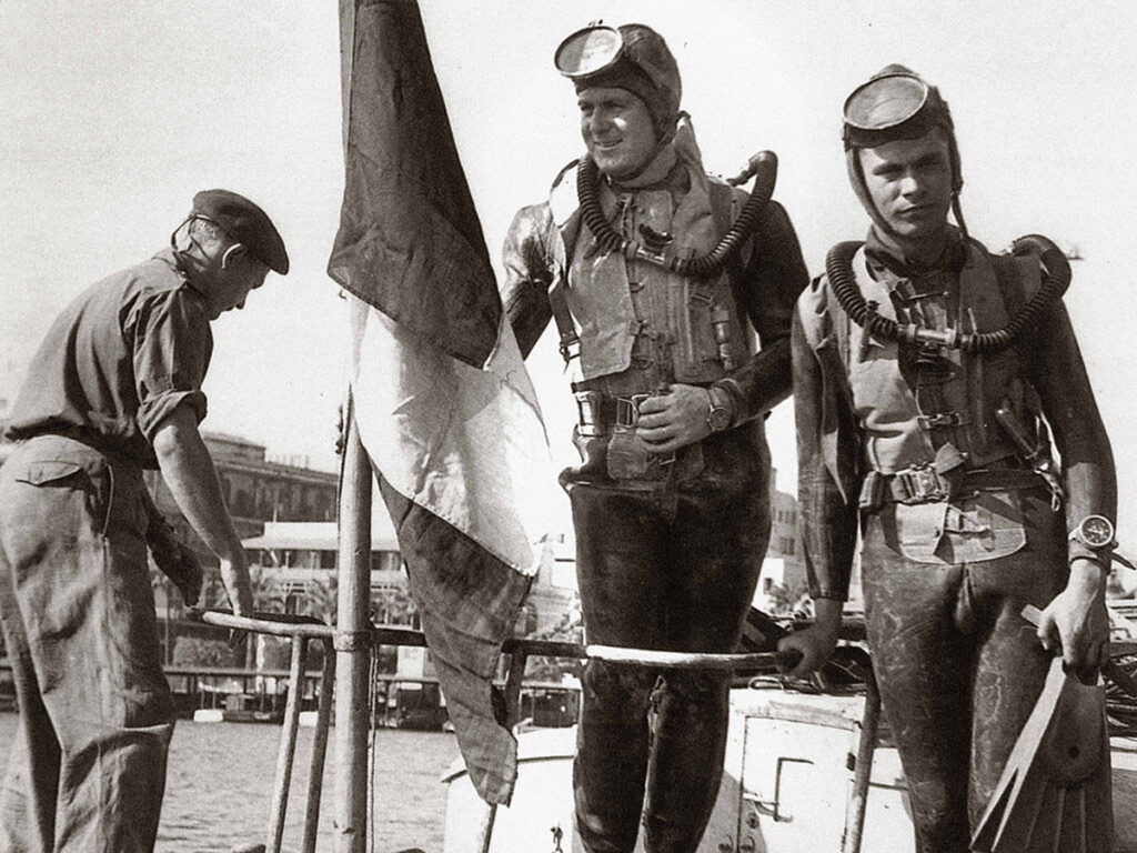 French combat divers wearing Fifty Fathoms in the 1950's