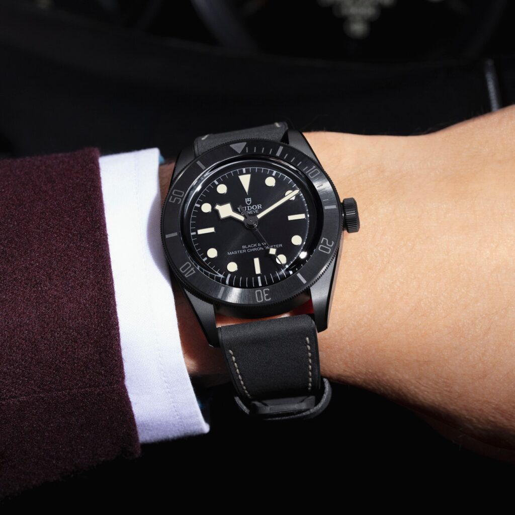 The Tudor Black Bay Ceramic on wrist. Click the image to enquire now.