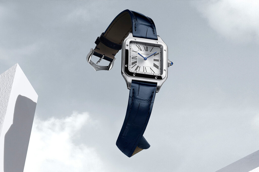 Cartier watches are available on fine leather straps.