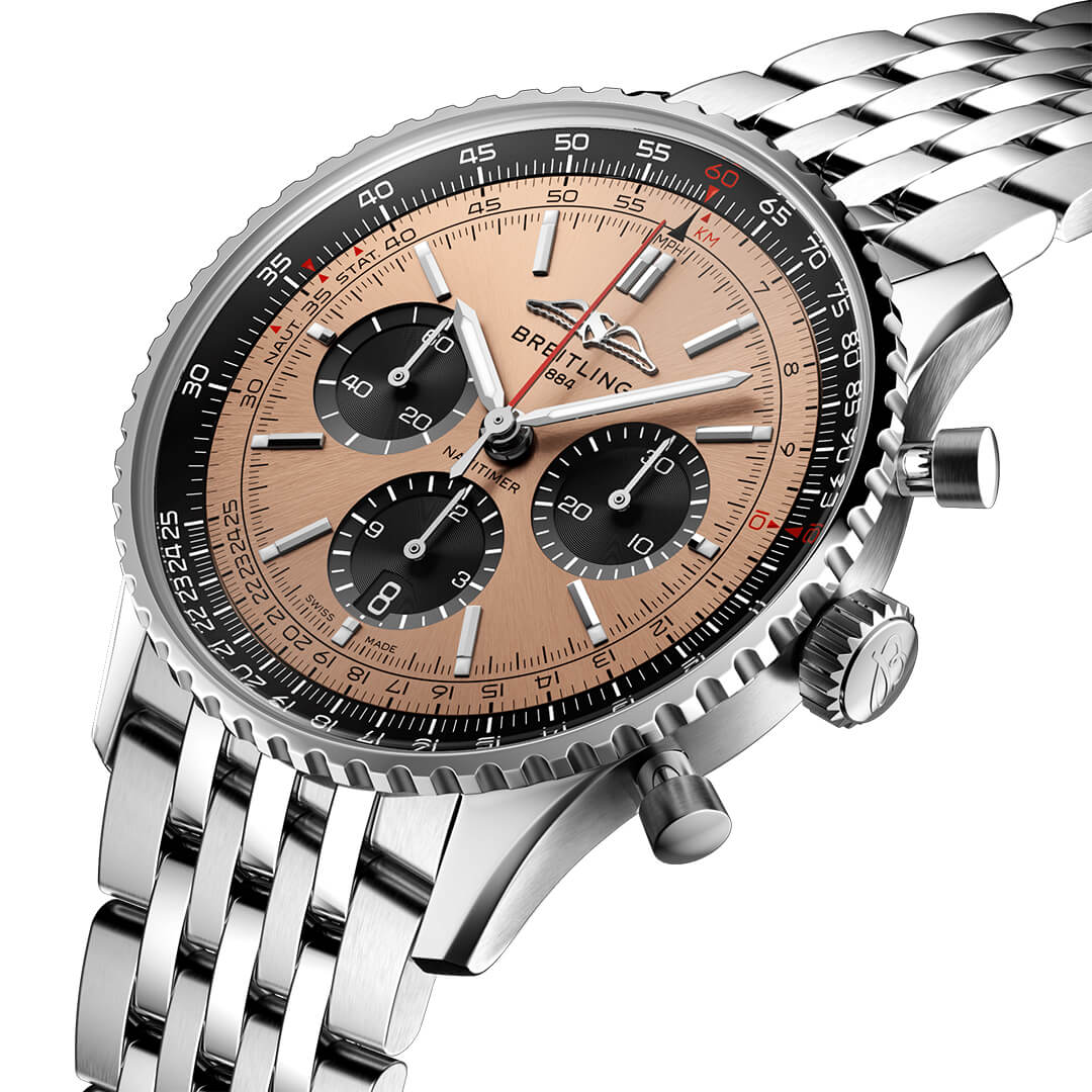 Breitling Navitimer B01 Chronograph 43 AB0138241K1A1 Shop Breitling now in Melbourne, Melbourne Airport, Perth, Canberra, Sydney, Sydney Barangaroo and Online.