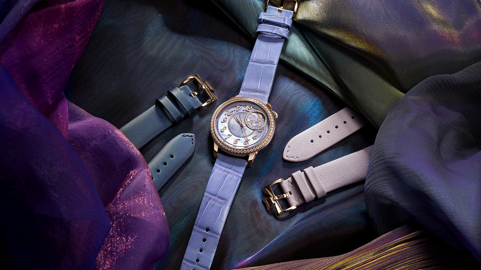 Inspired by the refinement of Haute Couture and Vacheron Constantin's aesthetic heritage, the Égérie collection welcomes a moon phase watch issued in a 100-piece limited series developed with designer Yiqing Yin. 