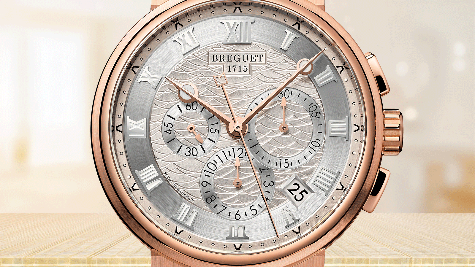 Breguet Marine Chronographe 5527BR 12 9WV with Waves or Wavy Line Guilloché